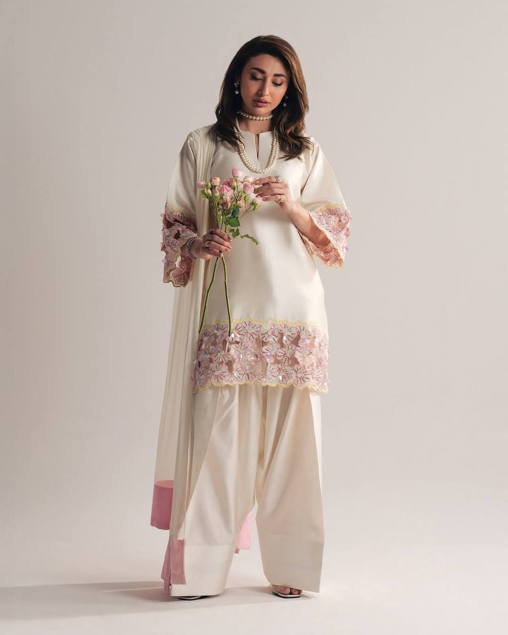 Miniature Pearl Silk Festive Kurta